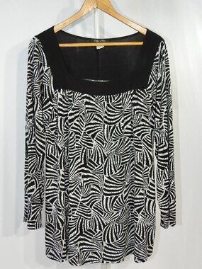 Only Nine Sz XL Black & White Long Sleeve Vintage Top Made in the USA